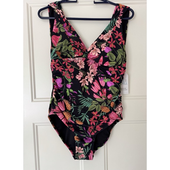 Time and Tru Other - Time Tru One Piece‎ Swimsuit Women's Medium 8/10 Floral Tropical NWT